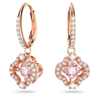 swarovski una drop earrings clover pink rose gold tone plated