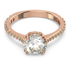 Stilla cocktail ring, Round cut, Pavé, White, Rose gold-tone plated