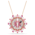 swarovski idyllia pendant and brooch mixed cuts flower long pink rose gold tone plated