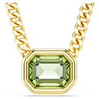 Imber pendant, Octagon cut, Green, Gold-tone plated