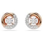 Dextera stud earrings, Round cut, White, Rose gold-tone plated