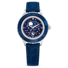 Octea Moon watch, Swiss Made, Moon, Leather strap, Blue, Blue finish