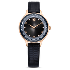 Octea Nova watch, Swiss Made, Leather strap, Black, Rose gold-tone finish