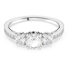 Stilla Attract ring, Round cut, White, Silver-tone finish