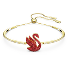 Swarovski Iconic Swan bangle, Swan, Medium, Red, Gold-tone plated