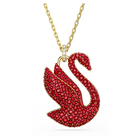 Swan pendant, Swan, Large, Red, Gold-tone plated