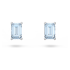 swarovski chroma stud earrings cushion cut blue rhodium plated