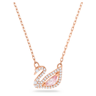 Swan necklace, Swan, Pink, Rose gold-tone plated