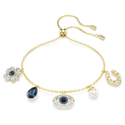 Symbolica bracelet, Clover, evil eye and horseshoe, Blue, Gold-tone plated