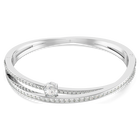 Hyperbola bangle, Mixed cuts, White, Rhodium plated