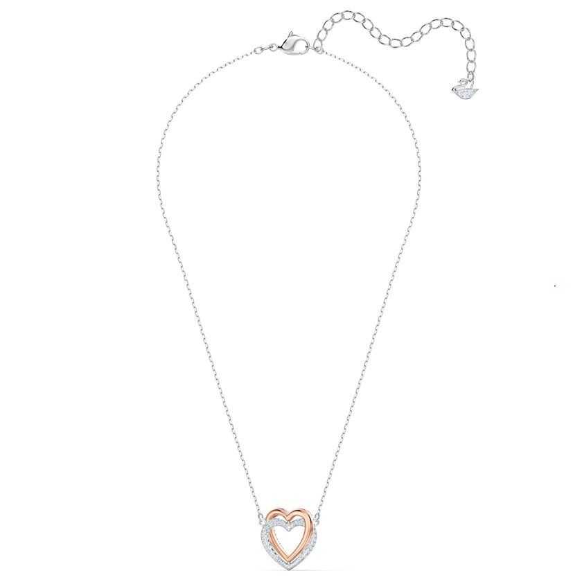 Swarovski Infinity necklace, Infinity and heart, White, Mixed metal finish