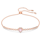 One bracelet, Heart, Pink, Rose gold-tone plated