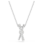 Hyperbola pendant, Mixed cuts, Twist, White, Rhodium plated