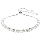 Matrix bracelet, Crystal pearl, Round cut, White, Rhodium plated