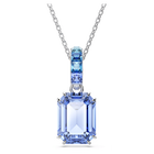 Millenia pendant, Octagon cut, Blue, Rhodium plated