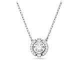 Sparkling Dance Round Necklace, White, Rhodium Plated
