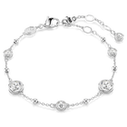 Imber bracelet, Round cut, White, Rhodium plated