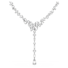 Mesmera Y necklace, Mixed cuts, White, Rhodium plated