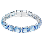 Millenia bracelet, Octagon cut, Color gradient, Blue, Rhodium plated