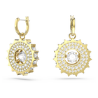 Rota drop earrings, Mixed round cuts, White, Gold-tone plated