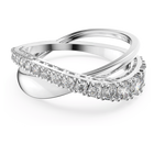 Hyperbola ring, Round cut, White, Rhodium plated