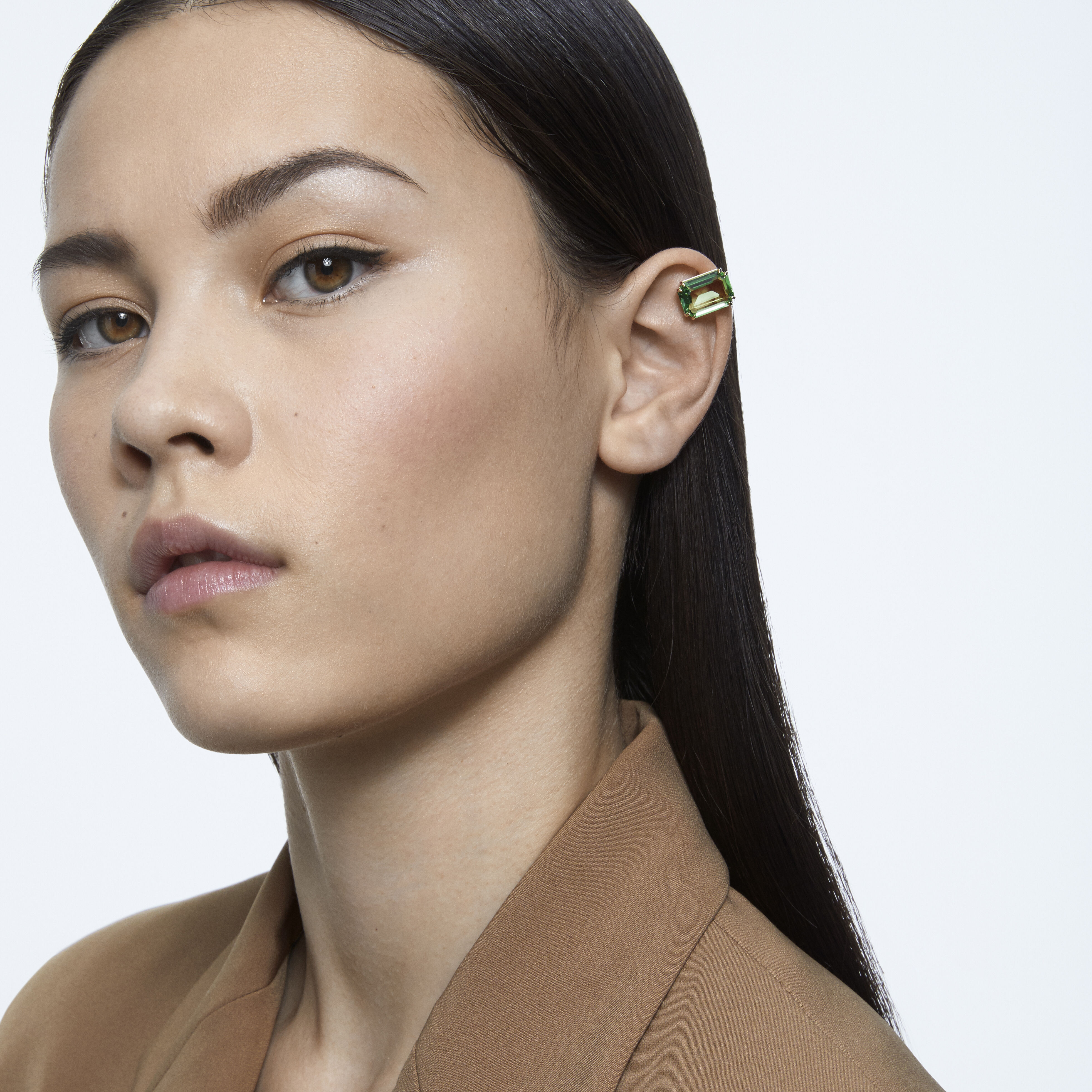 Buy Swarovski Millenia clip earring, Single, Green, Gold-tone plated