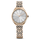 Attract watch, Swiss Made, Pavé, Crystal bracelet, Gold tone, Champagne gold-tone finish