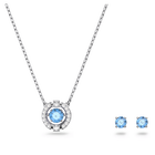 Una set, Round cut, Blue, Rhodium plated