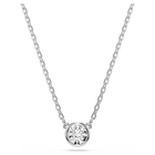 Imber pendant, Round cut, White, Rhodium plated