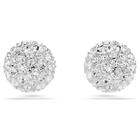 Dextera stud earrings, Round cut, Sphere, White, Rhodium plated