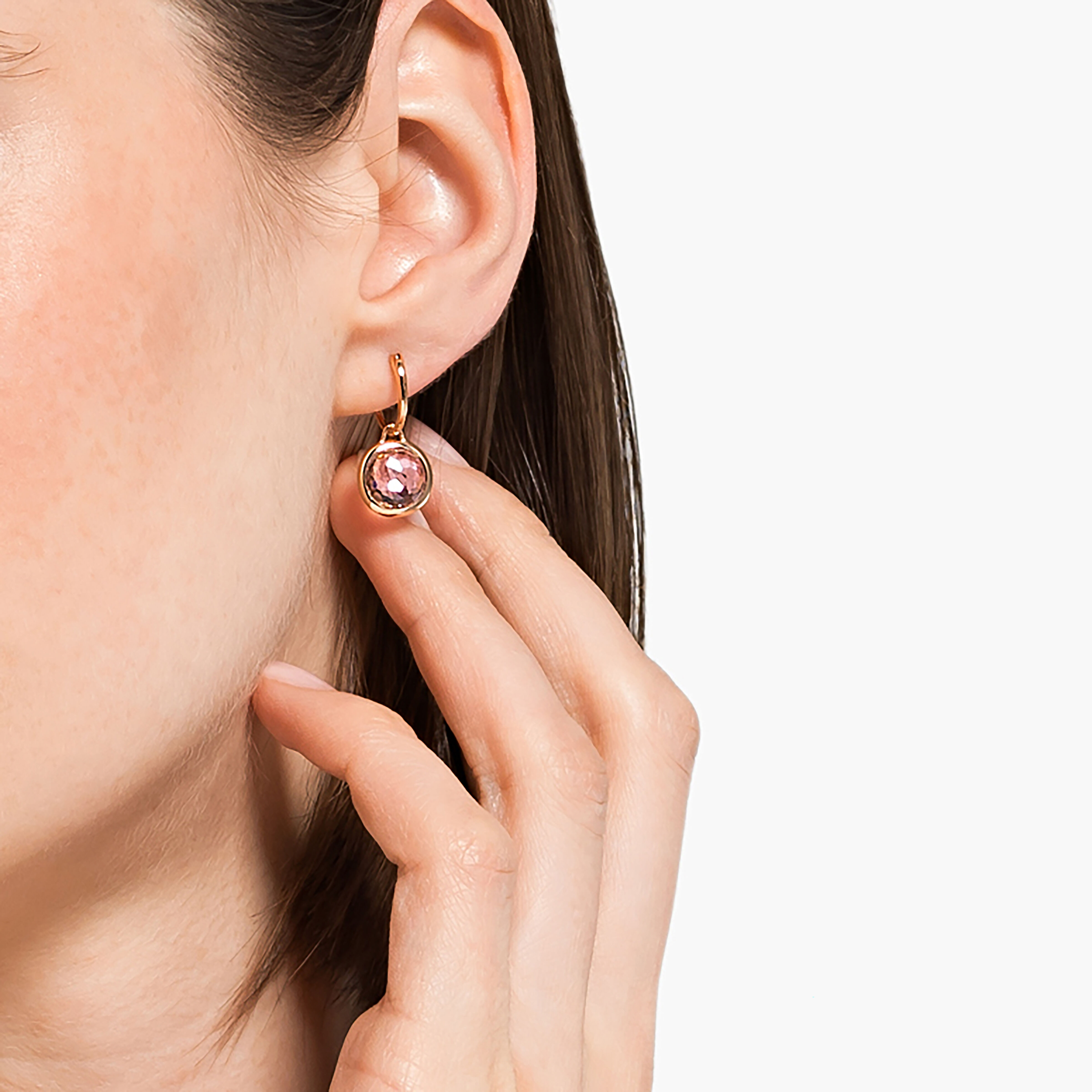 Tahlia Mini Hoop Pierced Earrings, Pink, Rose-gold tone plated