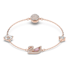 Swan bracelet, Magnetic closure, Swan, Pink, Rose gold-tone plated