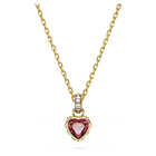 Chroma pendant, Heart, Red, Gold-tone plated