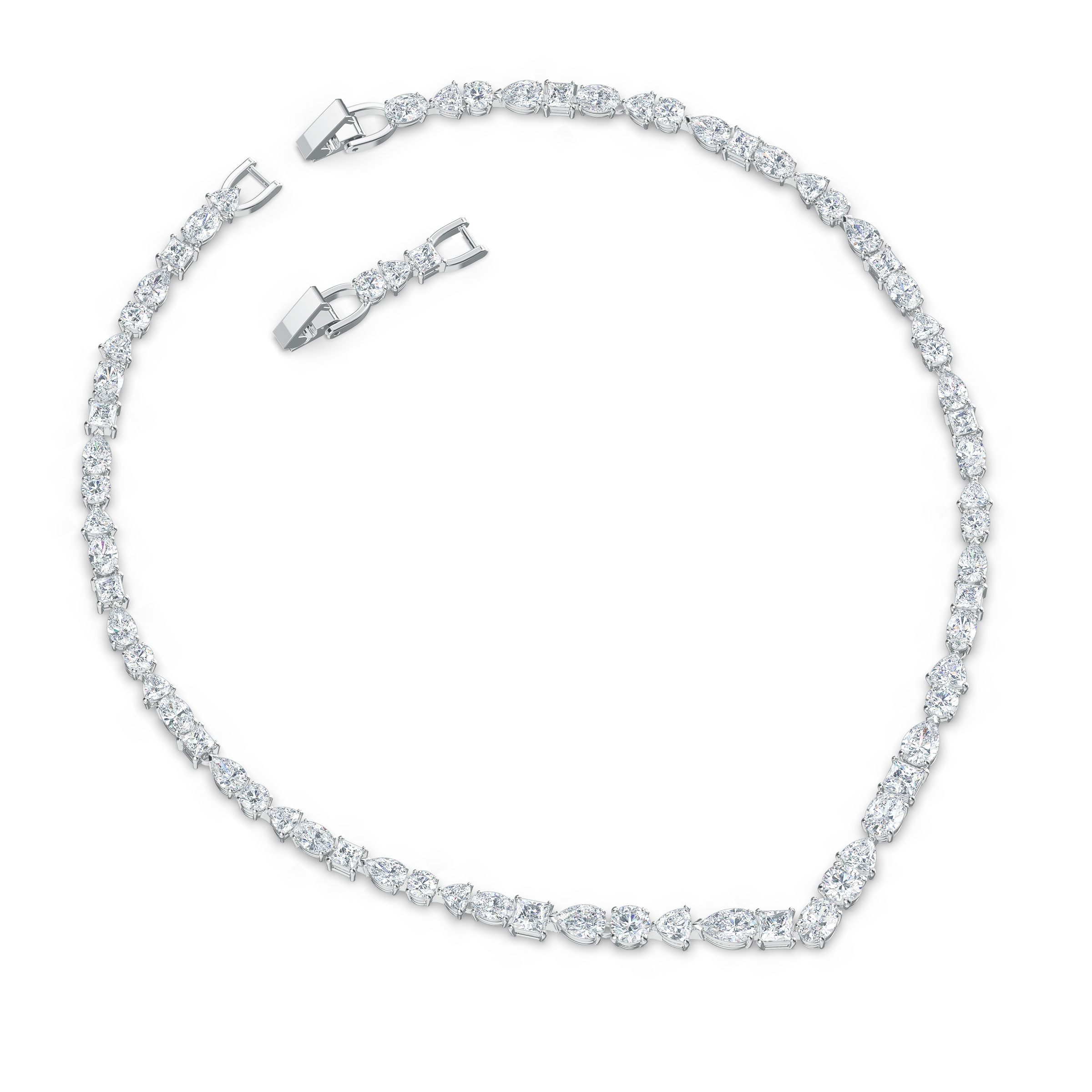 Buy Swarovski Tennis Deluxe Mixed V Necklace, White, Rhodium plated in ...